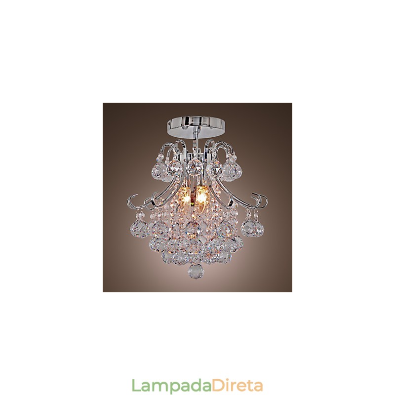 Lustre de cristal moderno contemporâneo estilo mini metal galvanizado montagem embutida