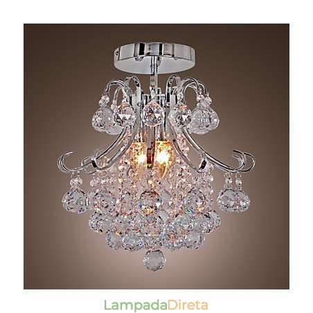 Lustre de cristal moderno contemporâneo estilo mini metal galvanizado montagem embutida