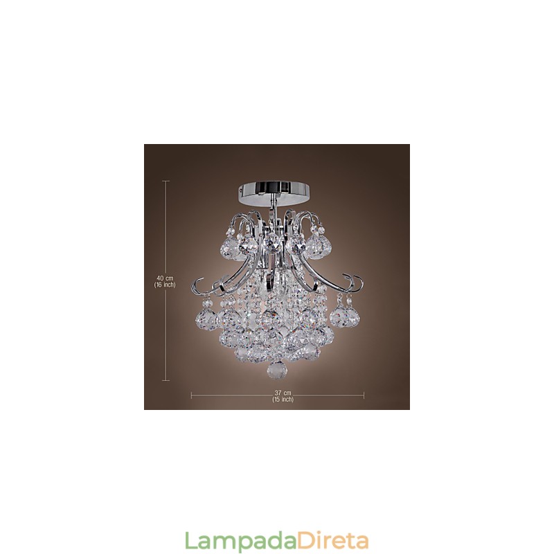 Lustre de cristal moderno contemporâneo estilo mini metal galvanizado montagem embutida