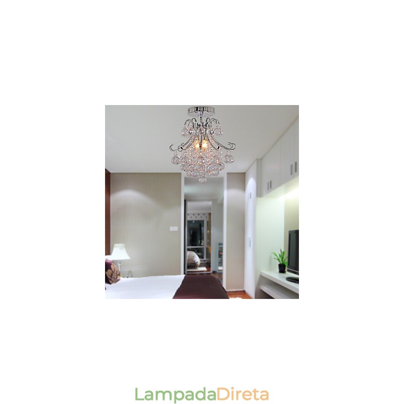 Lustre de cristal moderno contemporâneo estilo mini metal galvanizado montagem embutida