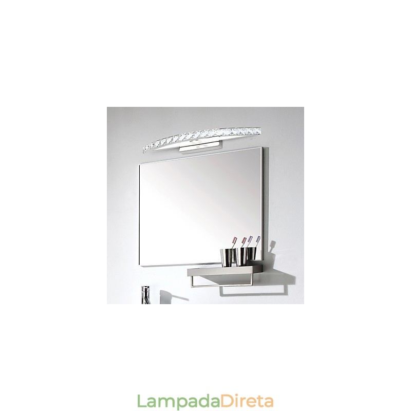 Luminária Espelho Aço Inox e Cristal
