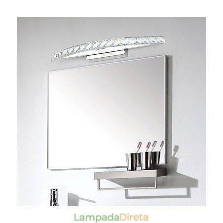 Luminária Espelho Aço Inox e Cristal Luminária Espelho Aço Inox e Cristal