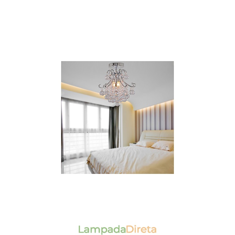 Lustre de cristal moderno contemporâneo estilo mini metal galvanizado montagem embutida