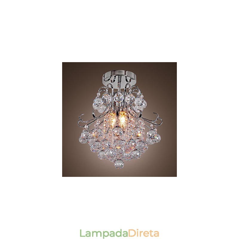 Lustre de cristal moderno contemporâneo estilo mini metal galvanizado montagem embutida