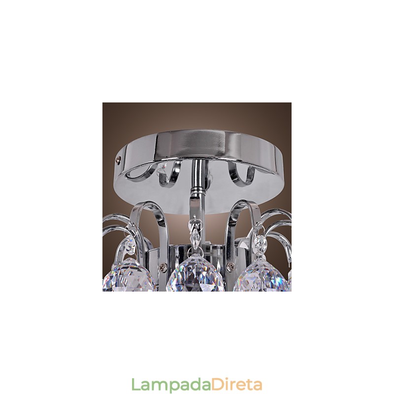 Lustre de cristal moderno contemporâneo estilo mini metal galvanizado montagem embutida