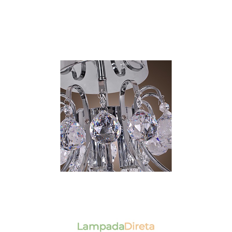 Lustre de cristal moderno contemporâneo estilo mini metal galvanizado montagem embutida