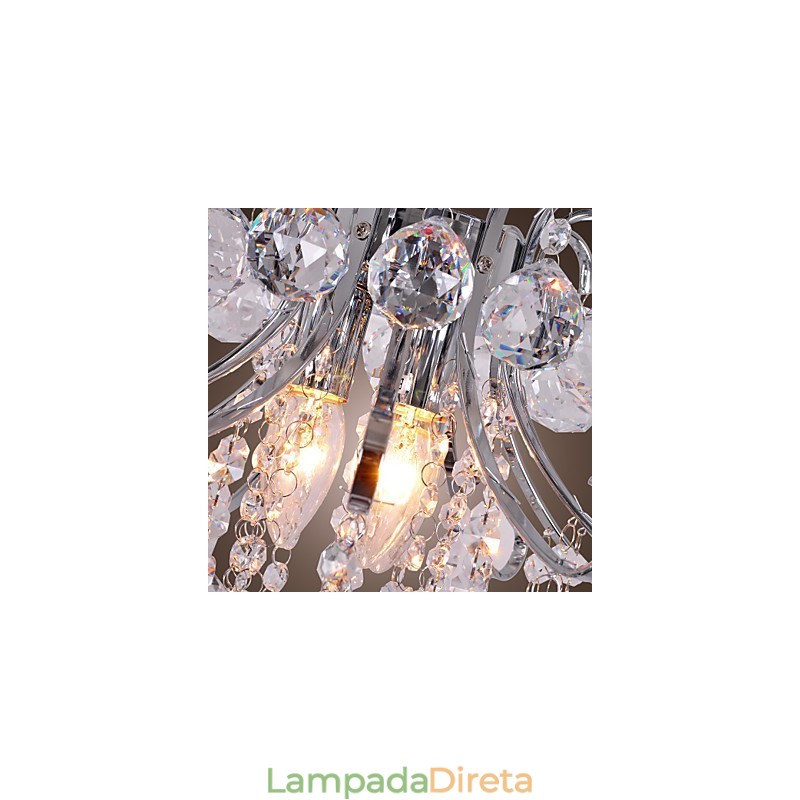 Lustre de cristal moderno contemporâneo estilo mini metal galvanizado montagem embutida