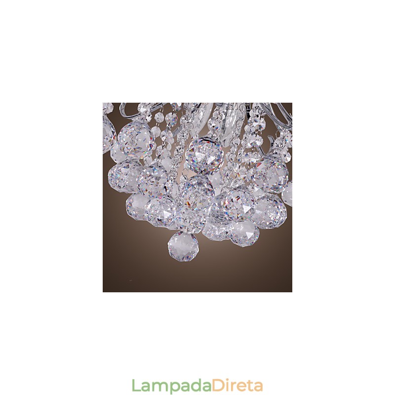 Lustre de cristal moderno contemporâneo estilo mini metal galvanizado montagem embutida