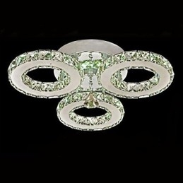 Cristal Flush Mount 3 Luzes Moderno Transparente Galvanoplastia Aço Inoxidável