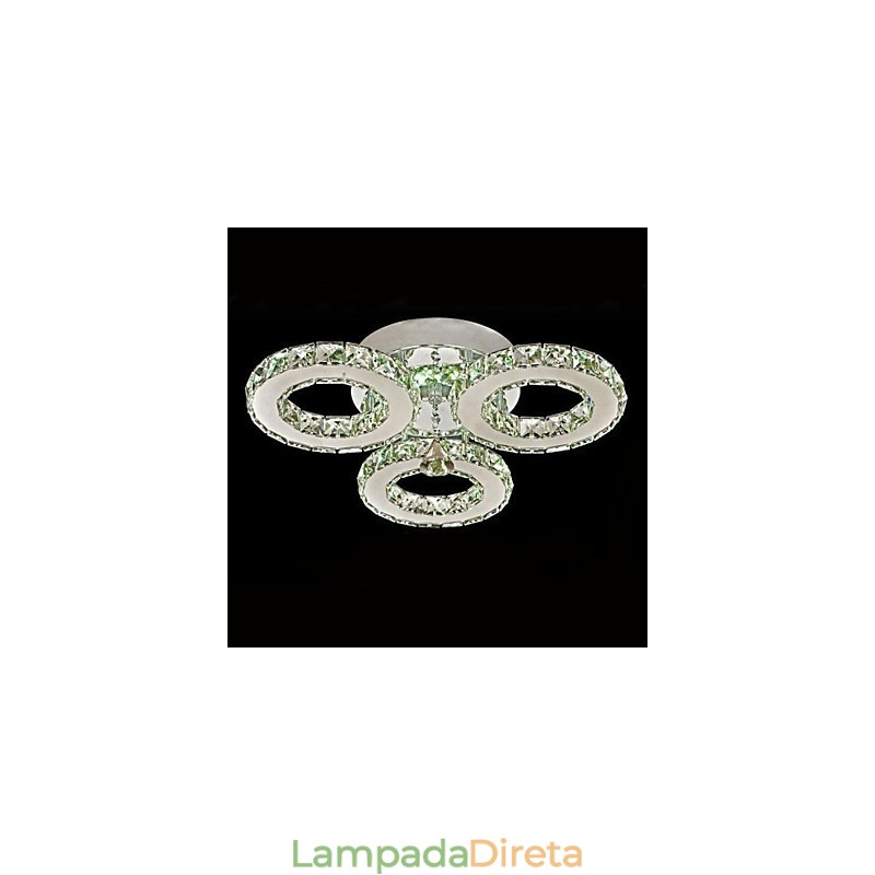 Cristal Flush Mount 3 Luzes Moderno Transparente Galvanoplastia Aço Inoxidável