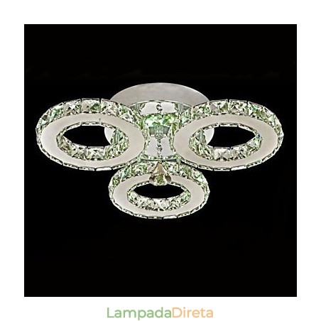 Cristal Flush Mount 3 Luzes Moderno Transparente Galvanoplastia Aço Inoxidável Cristal Flush Mount 3 Luzes Moderno Transparente Galvanoplastia Aço Inoxidável