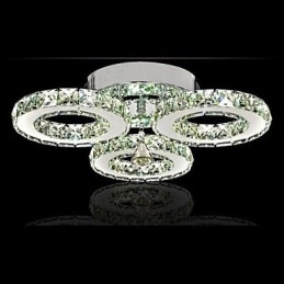 Cristal Flush Mount 3 Luzes Moderno Transparente Galvanoplastia Aço Inoxidável