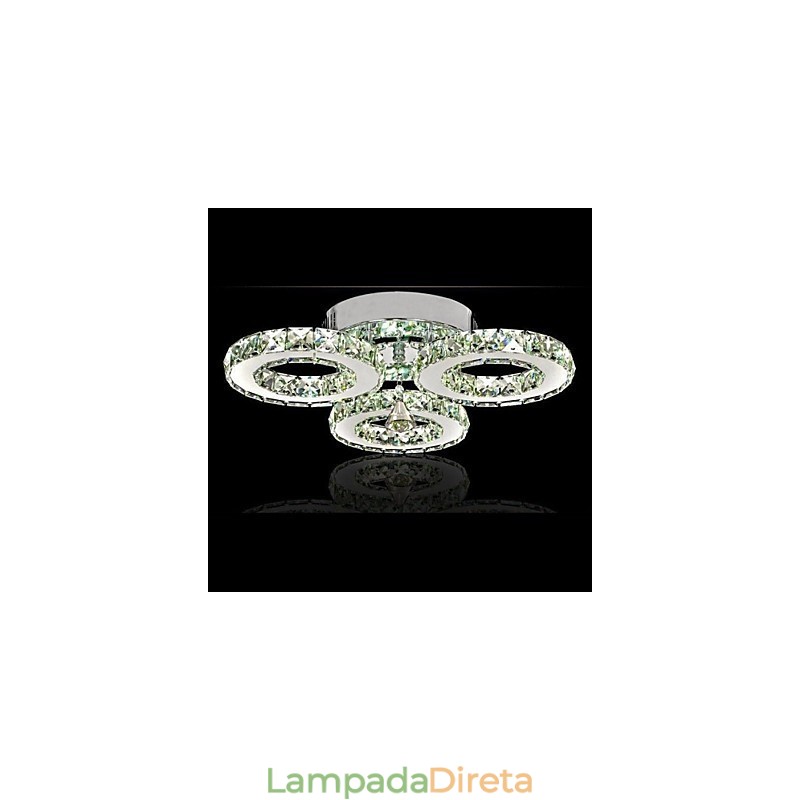 Cristal Flush Mount 3 Luzes Moderno Transparente Galvanoplastia Aço Inoxidável