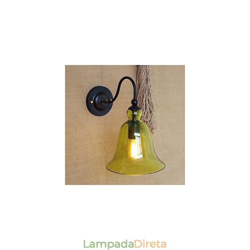 American Rural Countryside Minimalista Azul Vidro Decorativo Luminária de Parede Sala de Estar Corredor