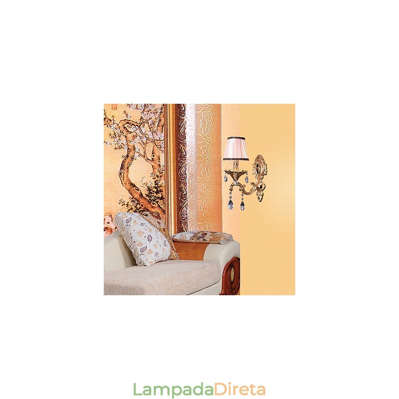 Elegante Luminária de Parede de Cristal em Rosa