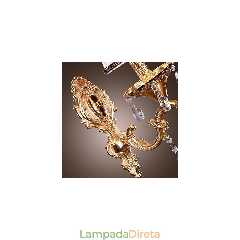 Elegante Luminária de Parede de Cristal em Rosa
