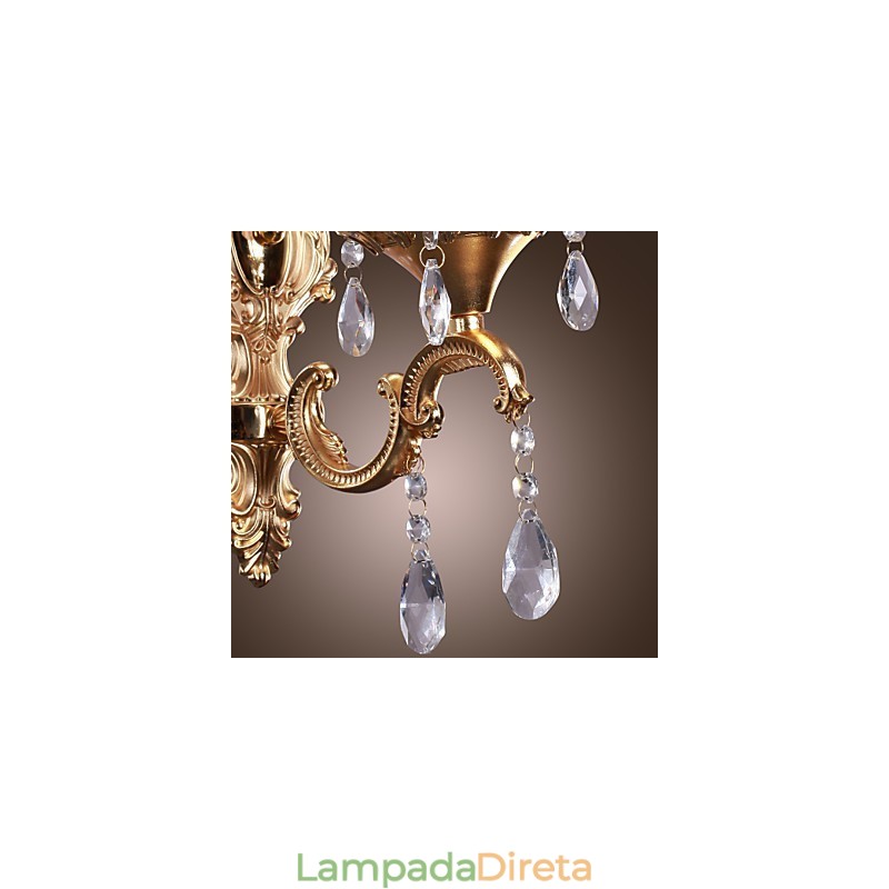 Elegante Luminária de Parede de Cristal em Rosa