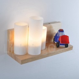 Mini estilo arandelas de parede com cúpulas de vidro moderno contemporâneo madeira bambu luz de parede
