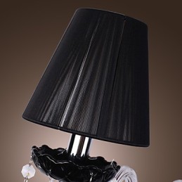 Luminária de parede de cristal com 2 luzes em cúpula de tecido