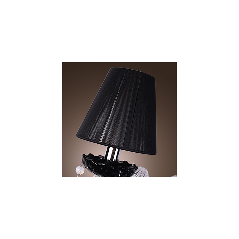 Luminária de parede de cristal com 2 luzes em cúpula de tecido