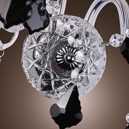 Luminária de parede de cristal com 2 luzes em cúpula de tecido