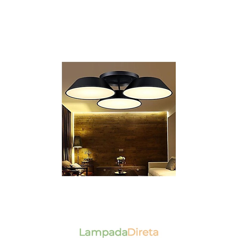 Montagem embutida 3 luzes metal acrílico simples moderno