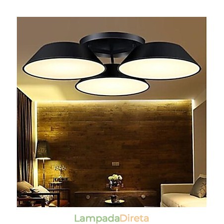 Montagem embutida 3 luzes metal acrílico simples moderno Montagem embutida 3 luzes metal acrílico simples moderno