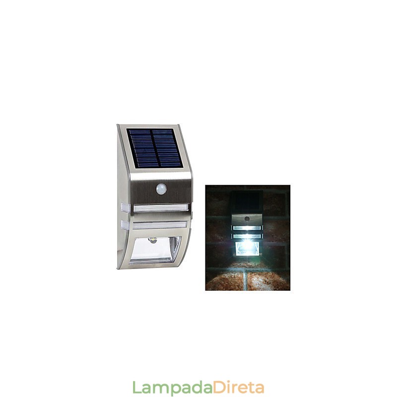 Luminária de parede solar branca com sensor de movimento PIR