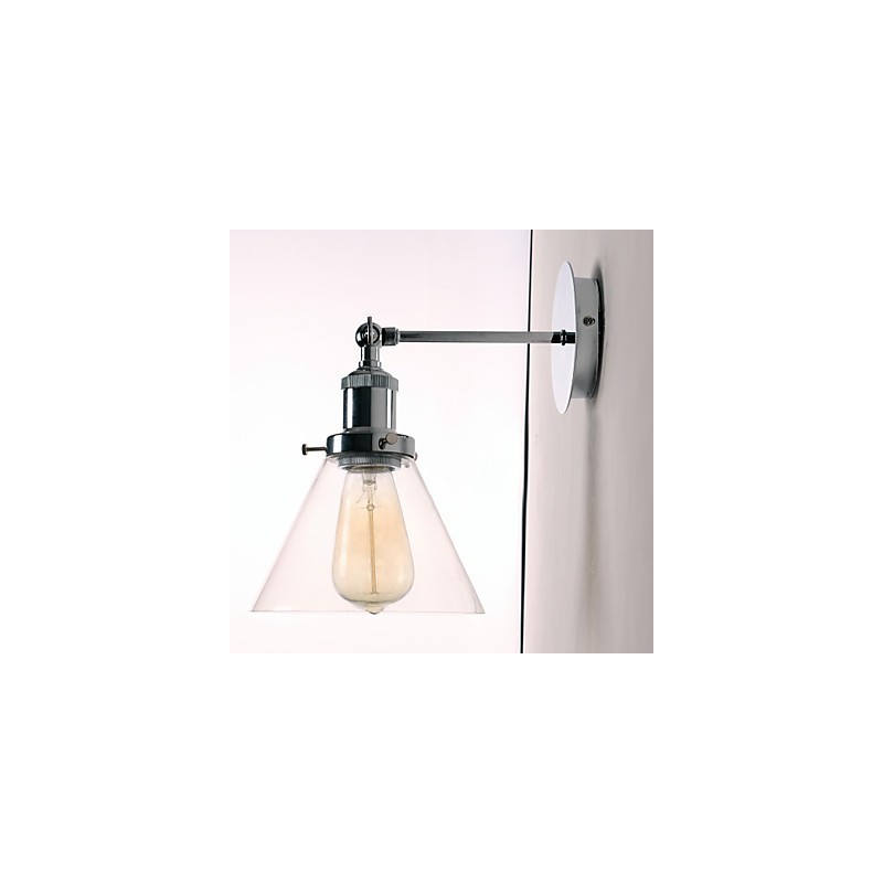 Luminária de parede Art Déco com abajur de cone de vidro