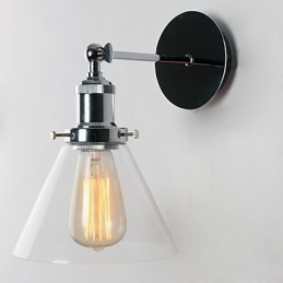 Luminária de parede Art Déco com abajur de cone de vidro