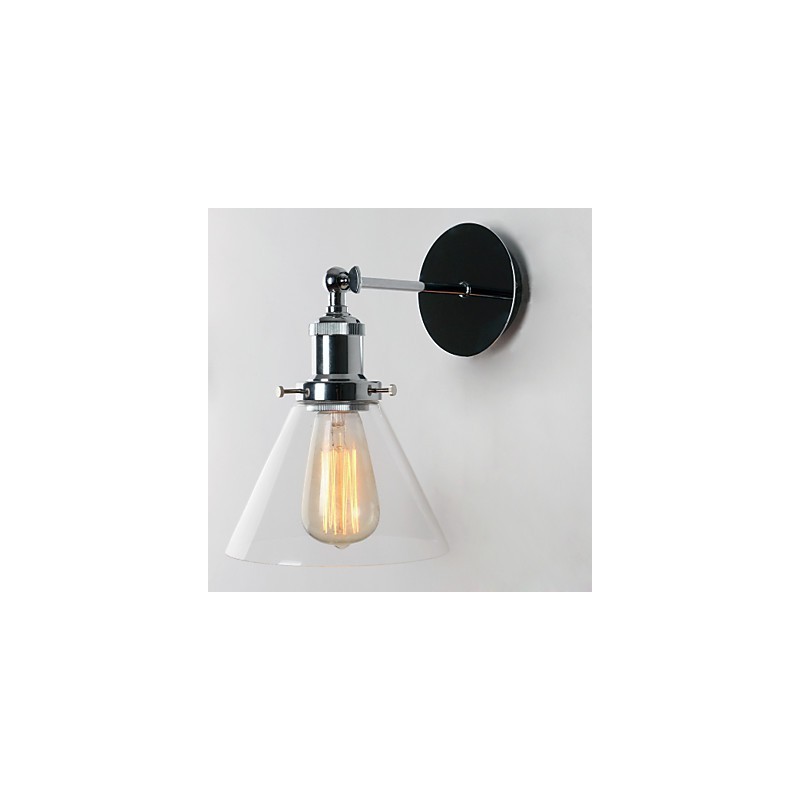 Luminária de parede Art Déco com abajur de cone de vidro