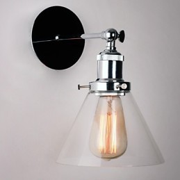 Luminária de parede Art Déco com abajur de cone de vidro
