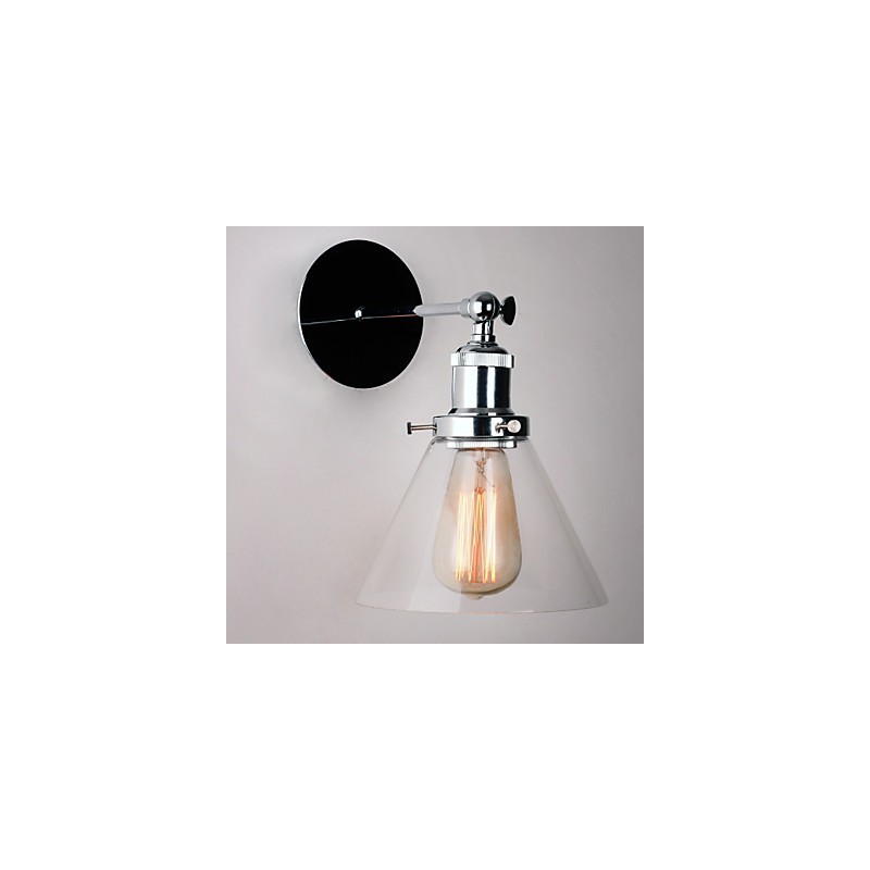 Luminária de parede Art Déco com abajur de cone de vidro