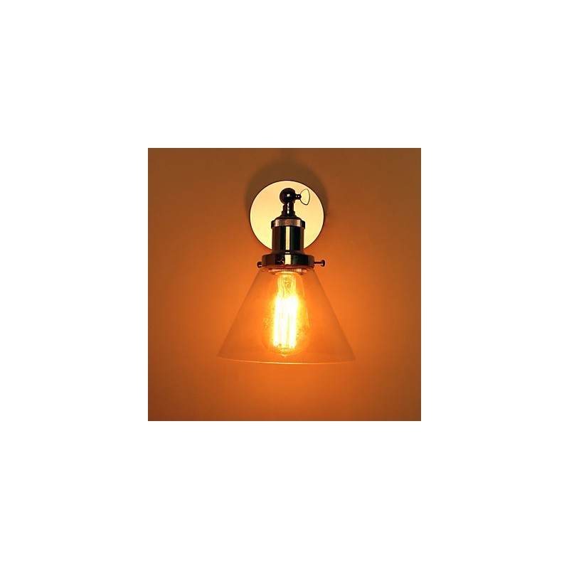 Luminária de parede Art Déco com abajur de cone de vidro