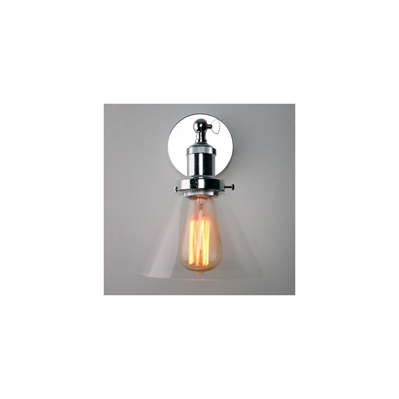 Luminária de parede Art Déco com abajur de cone de vidro