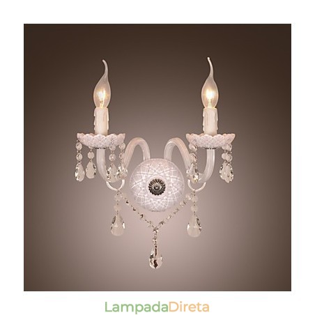 Luminária de parede de cristal com 2 luzes em lâmpada de vela Luminária de parede de cristal com 2 luzes em lâmpada de vela