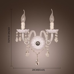 Luminária de parede de cristal com 2 luzes em lâmpada de vela