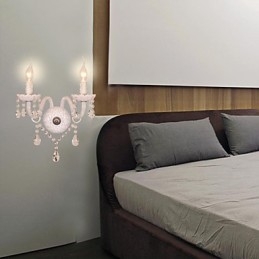 Luminária de parede de cristal com 2 luzes em lâmpada de vela