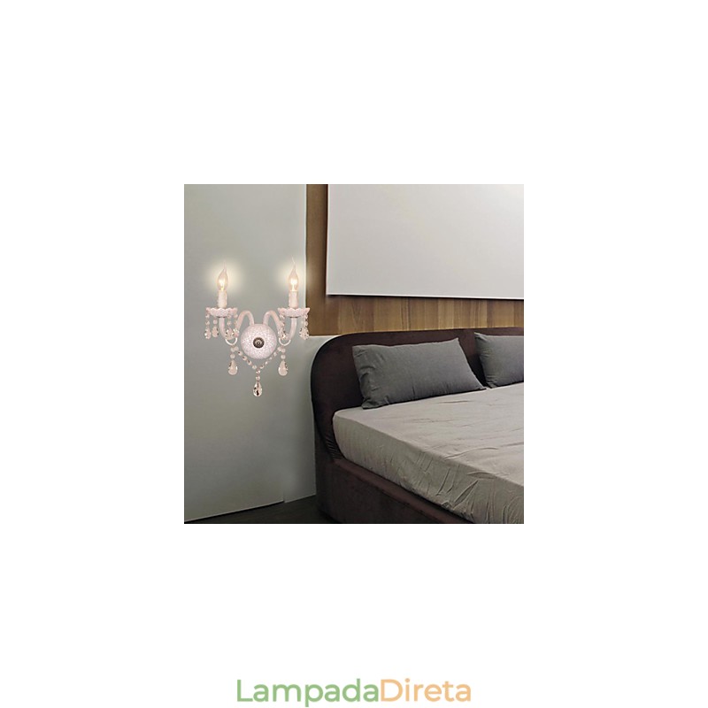 Luminária de parede de cristal com 2 luzes em lâmpada de vela