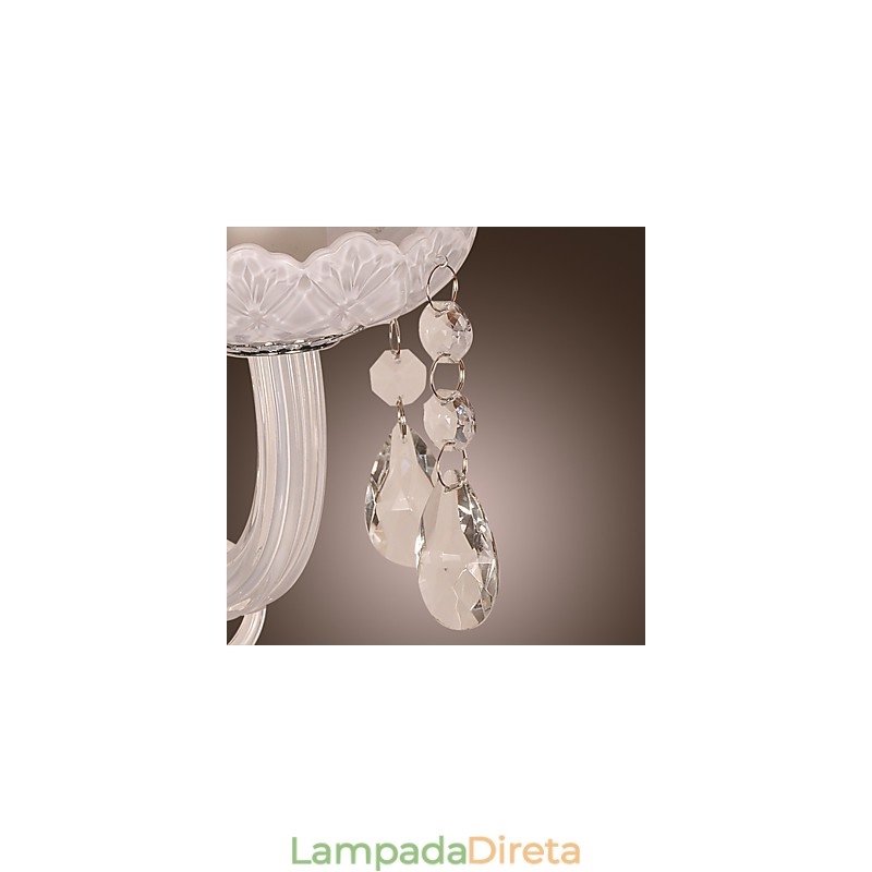 Luminária de parede de cristal com 2 luzes em lâmpada de vela