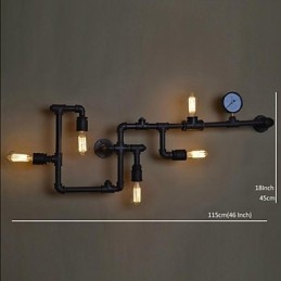 Apliques de parede 5 tubos de água de luz ferro mini estilo industrial estilo country metal