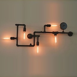 Apliques de parede 5 tubos de água de luz ferro mini estilo industrial estilo country metal