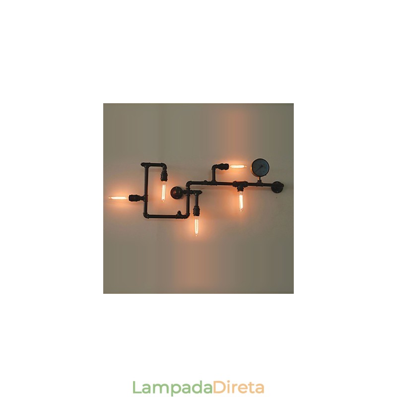 Apliques de parede 5 tubos de água de luz ferro mini estilo industrial estilo country metal