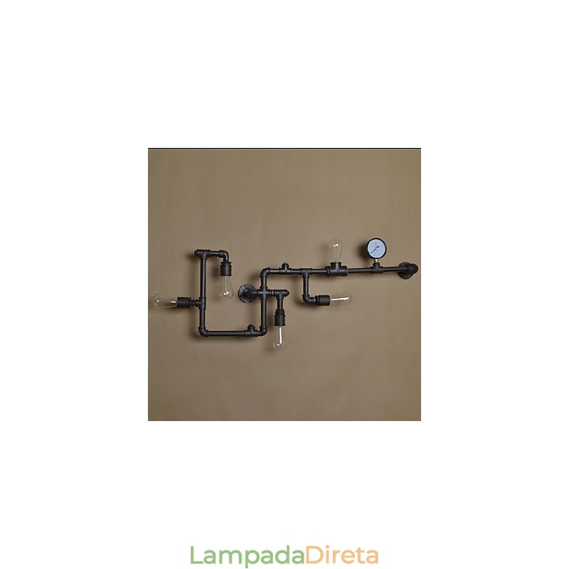 Apliques de parede 5 tubos de água de luz ferro mini estilo industrial estilo country metal