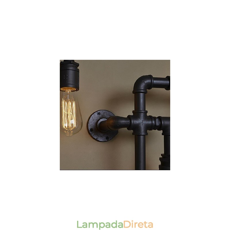 Apliques de parede 5 tubos de água de luz ferro mini estilo industrial estilo country metal