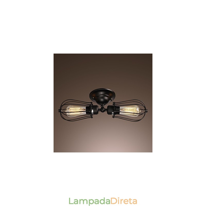 Luminária de parede dourada de 2 luzes em estilo antigo