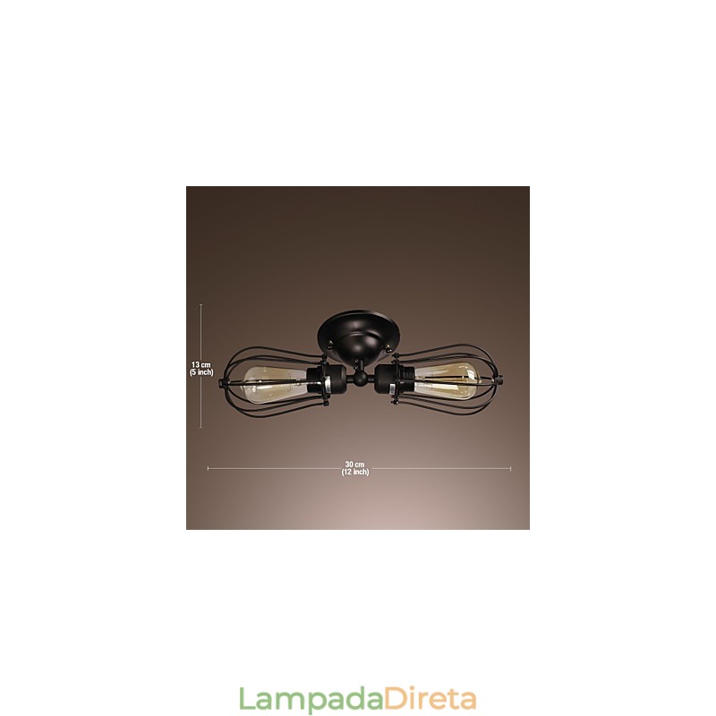 Luminária de parede dourada de 2 luzes em estilo antigo