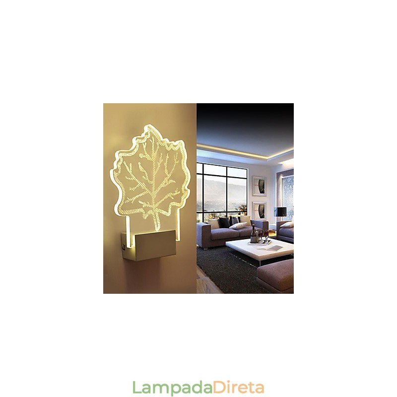 Luminária de parede acrílica PVC Lâmpada de luz Chip Moderna Contemporânea Metal