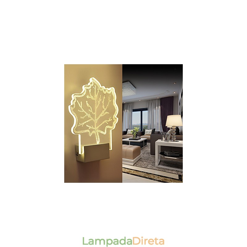 Luminária de parede acrílica PVC Lâmpada de luz Chip Moderna Contemporânea Metal