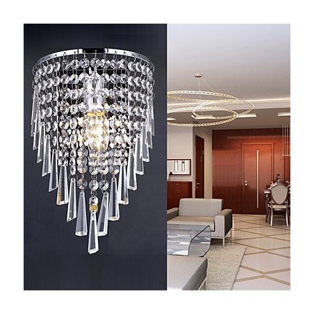 Luminária de parede de cristal elegante com 1 luz Luminária de parede de cristal elegante com 1 luz